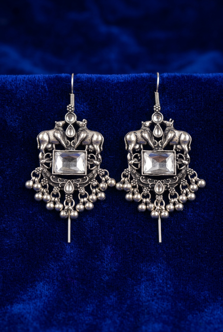 Oxidised loop earings